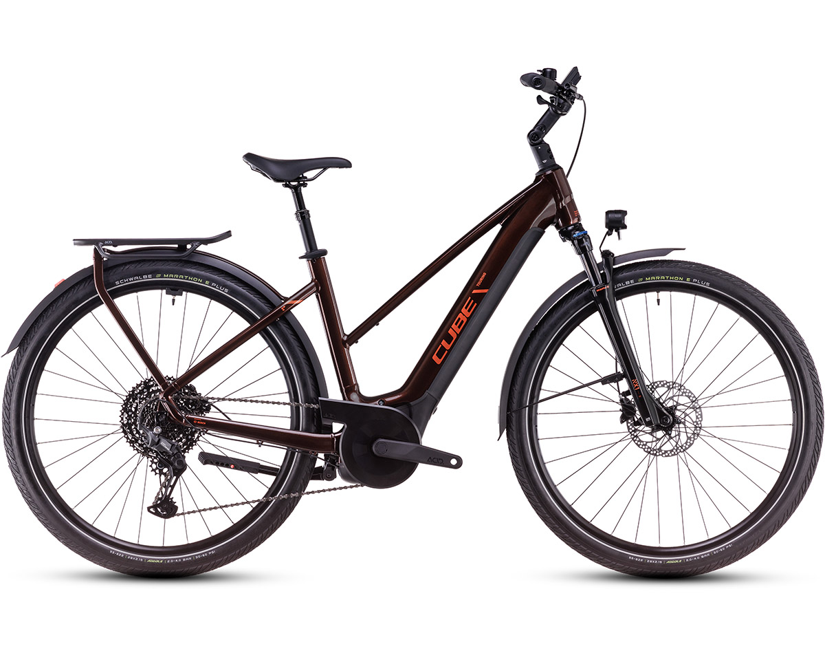 Vélo électrique trekking Femme TOURING HYBRID PRO 625 Cannelle